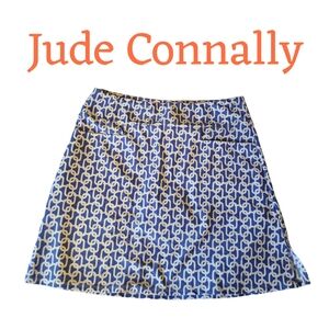 Jude Connally Blue And White Chain Link Pattern Women's Skort